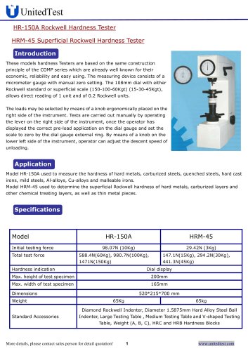 美国联合HR-150A拨号秤罗克韦尔硬度测试仪硬度计