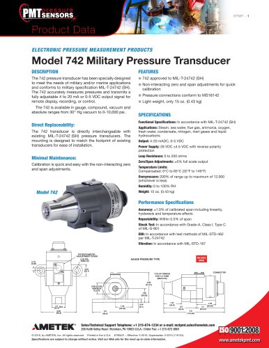 742型军用压力传感器