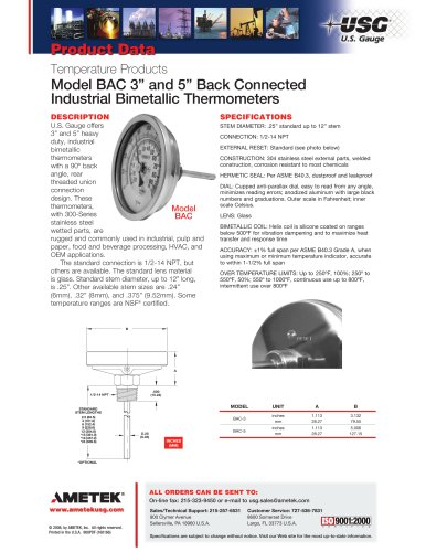 型号BAC 3in和5in背面连接