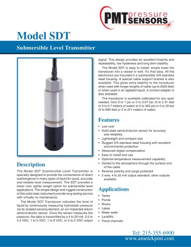 SDT型潜水液位变送器