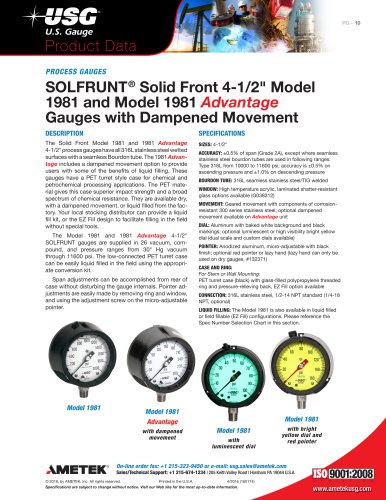 SOLFRUNT®Solid Front 4-1/2”1981型号和1981型号的优势仪表阻尼运动