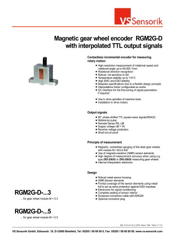 磁齿轮编码器RGM2G-D与内插TTL输出信号