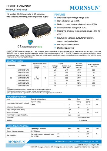 DC / DC转换器宽输入UWE_S-1WR3