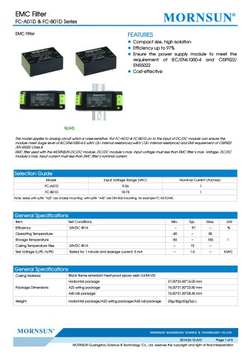 FC-B01D / 18~75vdc输入/目标dc/dc变换器