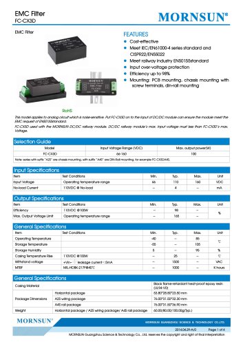 FC-CX3D / 66-160VDC输入/目标DC / DC转换器