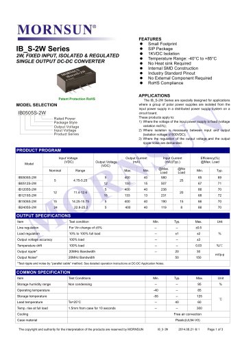 IB_S-2W / 2w DC-DC变换器