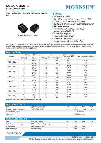 K78xx-1000(L) / DC-DC变换器/ 1000mA电流输出/非隔离