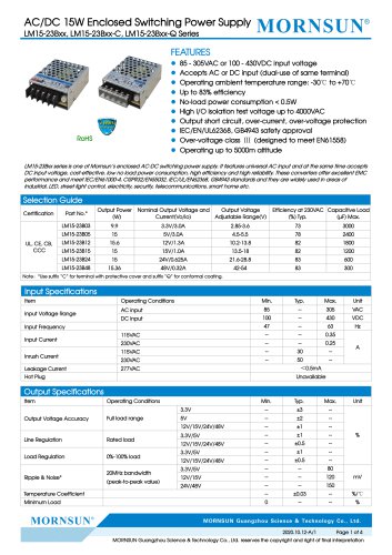 LM15-23BXX，LM15-23BXX-C，LM15-23BXX-Q系列