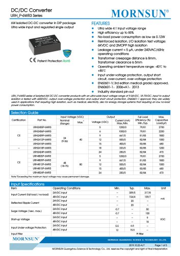 医用宽输入DCDC转换器URH_P-6WR3