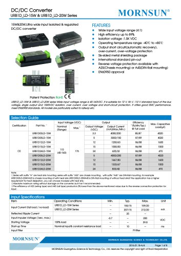 URB1D_LD-20W / 20WATT /（4：1）40〜160VDC /铁路应用