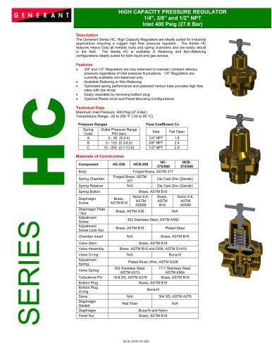 高容量压力调节器（系列HC）