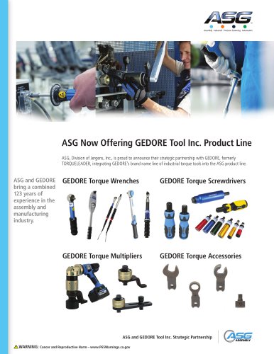 Asg现在提供Gedore Tool Inc.产品线