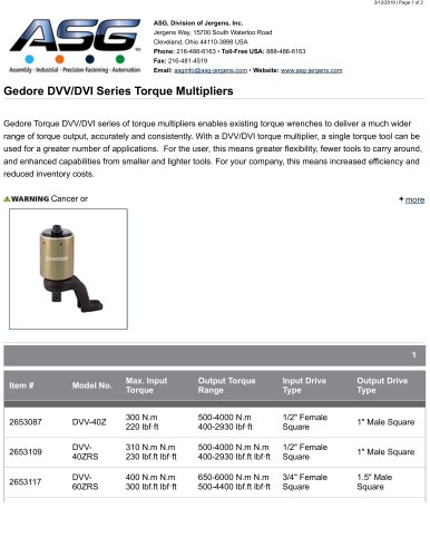 Gedore DVV / DVI系列扭矩倍增器