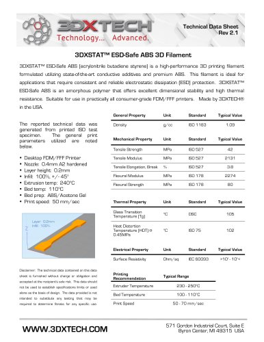 3DXSTAT™ESD-Safe ABS 3D灯丝