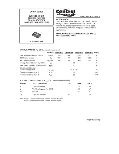 CMMR1-02表面贴装整流器 - 通用单一