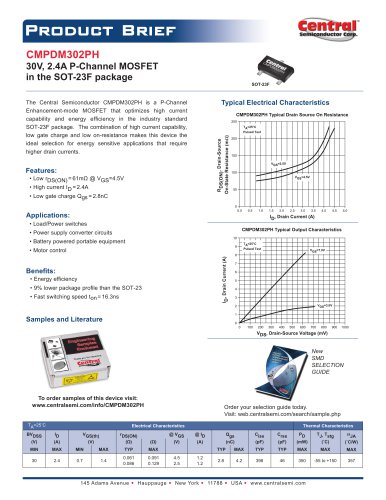 CMPDM302PH P频道MOSFET在SOT-23F包中