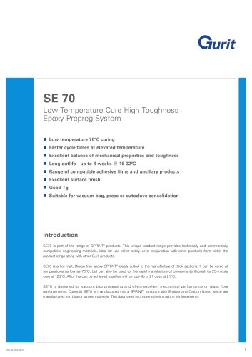 SE 70 -低温固化高韧性环氧预浸料系统(v6)