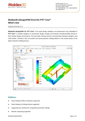 Moldex3D eDesignSYNC for PTC®Creo®