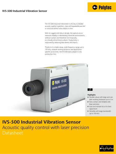 Datasheet(数据表)IVS-500 Industrial Vibration Sensor |