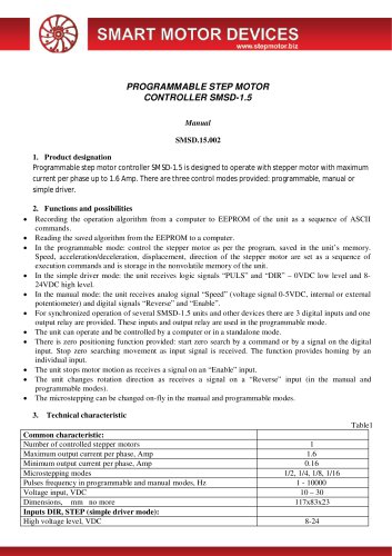 可编程步进电机控制器smsd-1.5