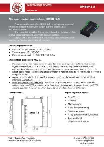 可编程步进电机控制器SMSD - 1.5