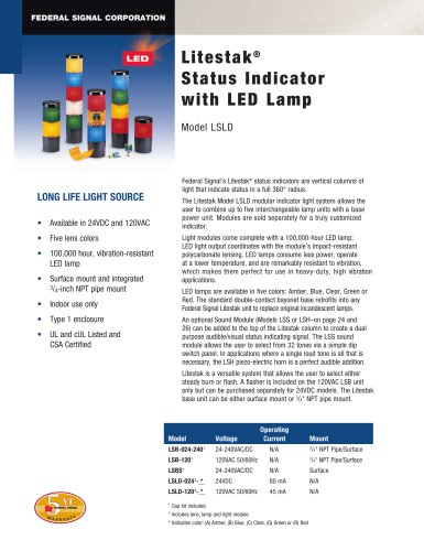 带有LED灯的LSLD Litestak®状态指示灯