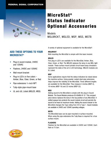 MSLBRCKT, mled, MSP, MSS, MSTB MicroStat®状态指示灯可选配件